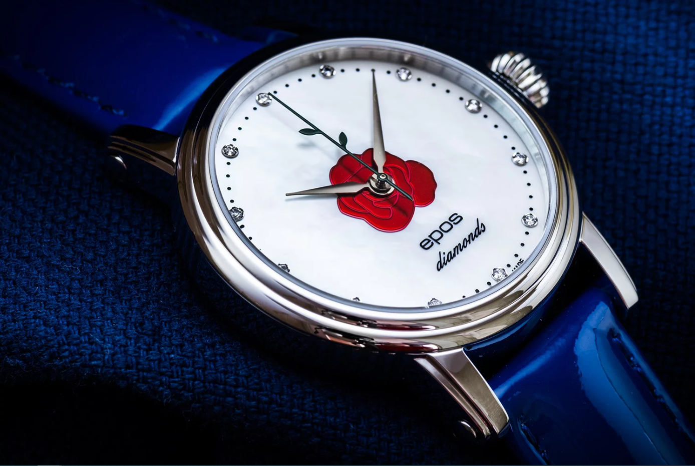 Elegancki zegarek damski na pasku z diamentami Epos Diamonds by Izabela Łapińska Limited Edition 4390.152.20.98.96