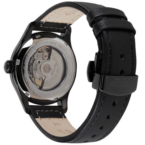 Zegarek męski Atlantic 52782.46.63, na skórzanym pasku w kolorze czarnym