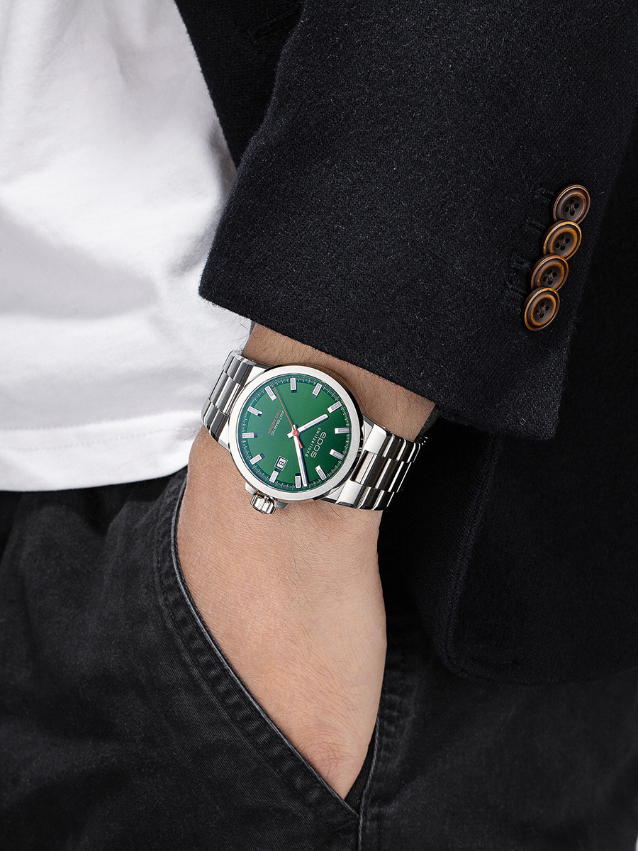 Sportowy zegarek męski z zieloną tarczą Epos Sportive 3442.132.20.13.30