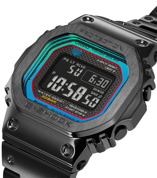 Czarny zegarek męski G-Shock G-Steel Premium GMW-B5000BPC-1ER Bluetooth z niebieskimi akcentami