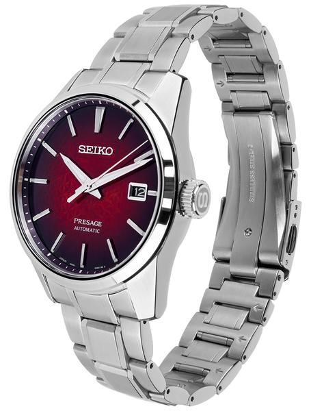 Zegarek męski z czerwoną tarczą Seiko Presage Sharp Edged Red SPB227J1