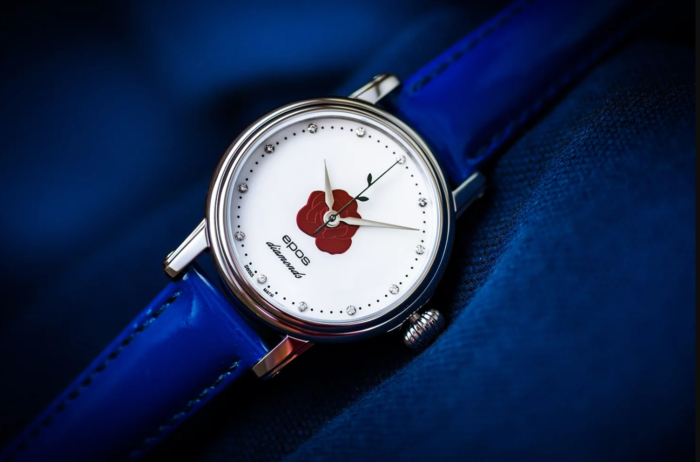 Elegancki zegarek damski na pasku z diamentami Epos Diamonds by Izabela Łapińska Limited Edition 4390.152.20.98.96