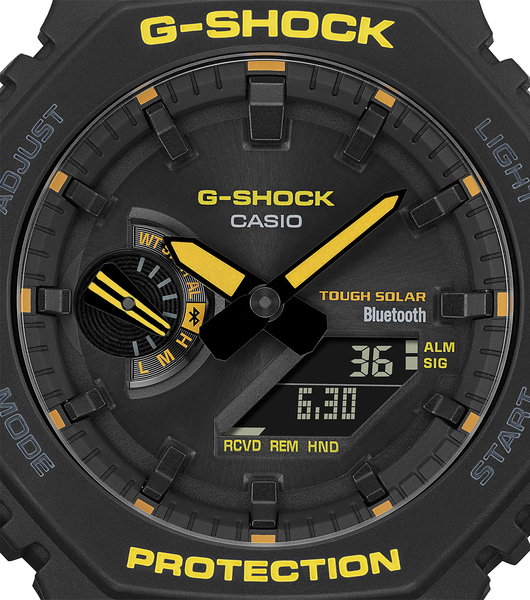 Czarny zegarek G-Shock Octagon w żółtymi akcentami GA-B2100CY-1AER